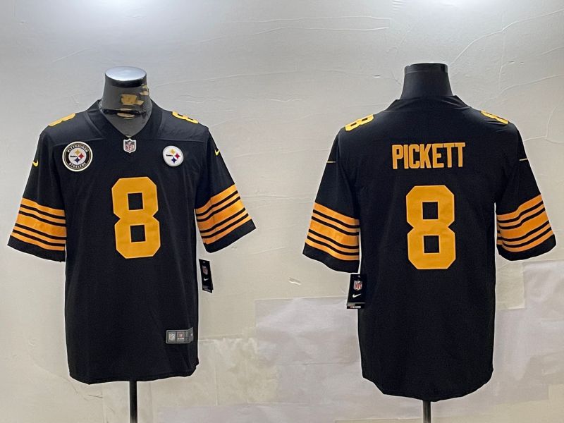 Men Pittsburgh Steelers #8 Pickett Black 2024 Nike Limited NFL Jersey style 2->seattle seahawks->NFL Jersey